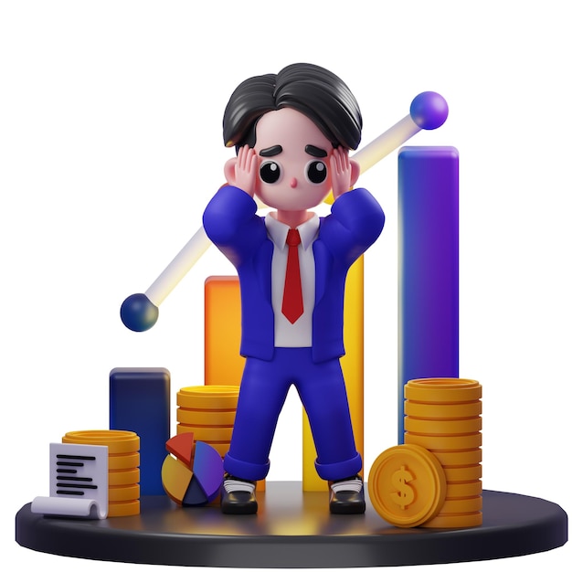 3d Illustration of Businessman Dizzy Financial Advisor