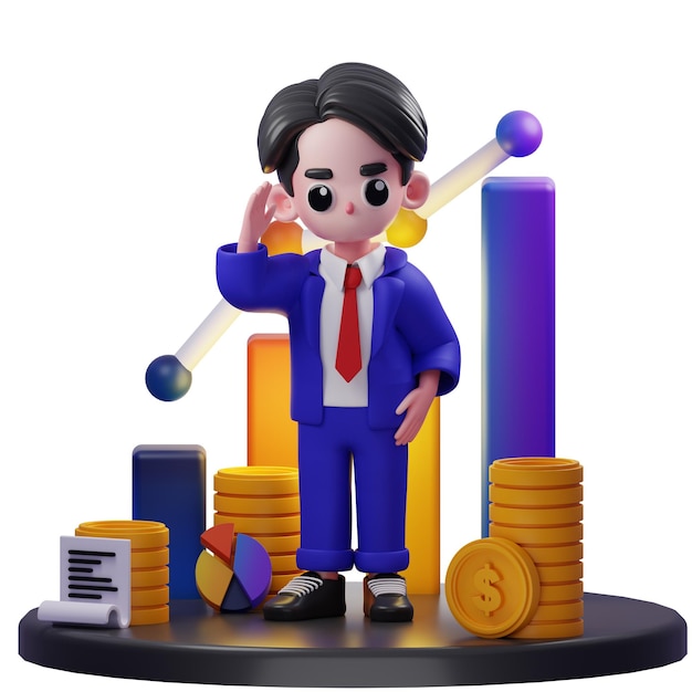 3d Illustration of Businessman Greeting Pose Financial Advisor