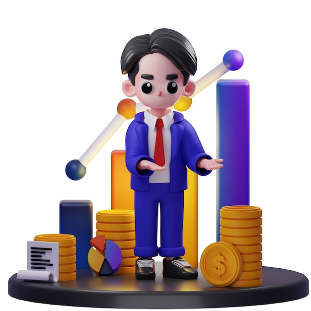 3d Illustration of Businessman Pointing To Something Financial Advisor