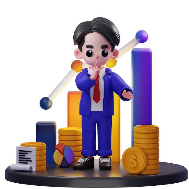 3d Illustration of Businessman Quiet Financial Advisor