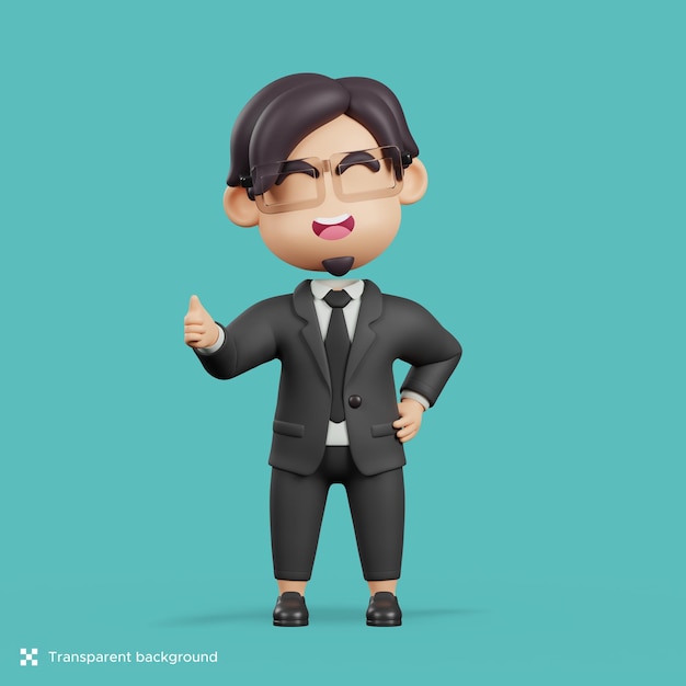 3d illustration of businessman thumbs up