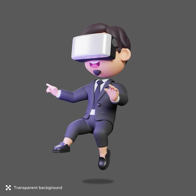 3d illustration of businessman using VR