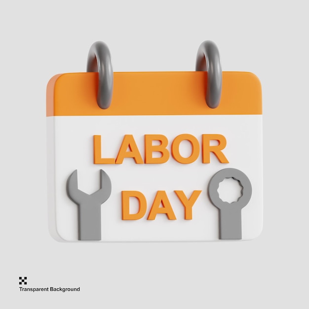 3D illustration of a calendar highlighting a special date like Labor Day