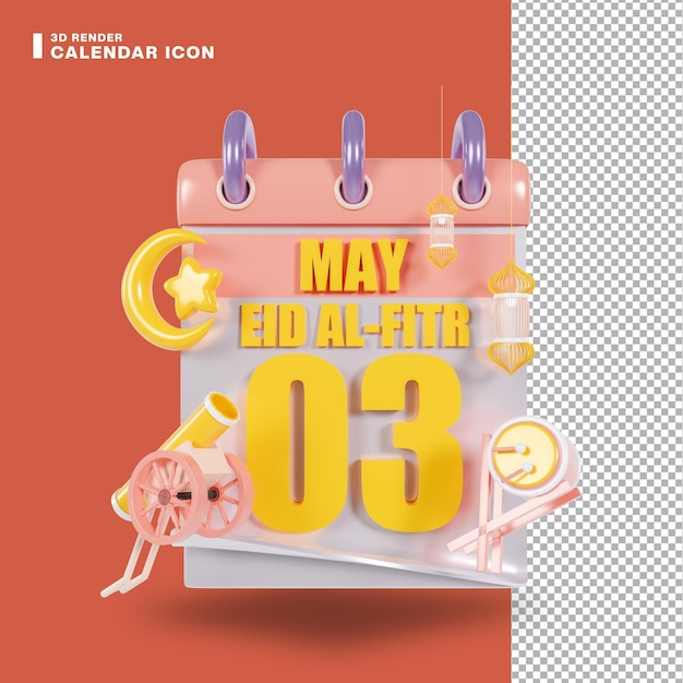 3d illustration calendar icon for eid al fitr