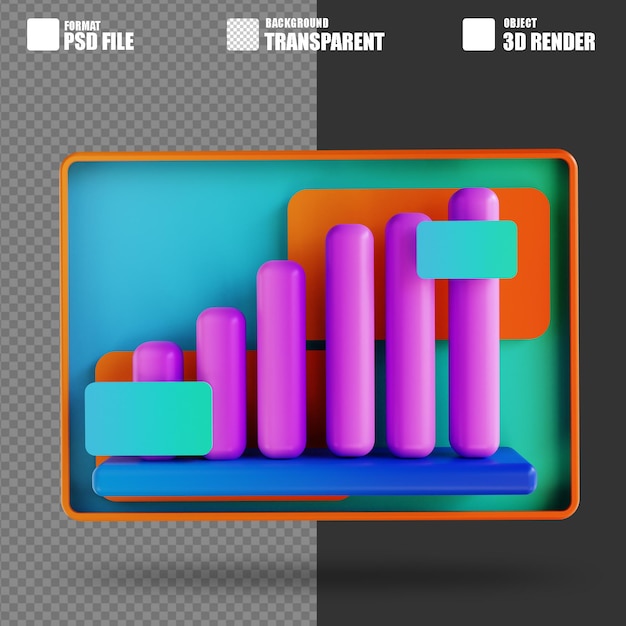 3D illustration candle chart 3