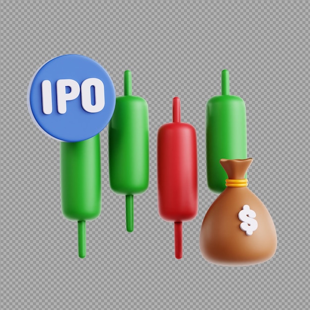 3D illustration of candlestick bar graph stocks icon