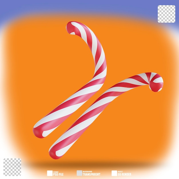 3d illustration candy cane 2