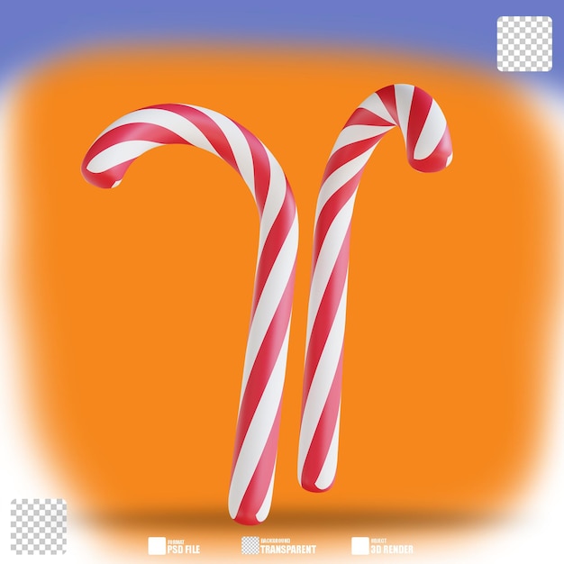 3d illustration candy cane 3