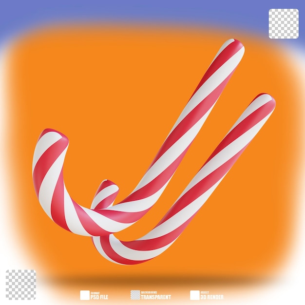 3d illustration candy cane