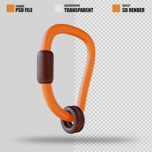 3D illustration Carabiner suitable for camping 2