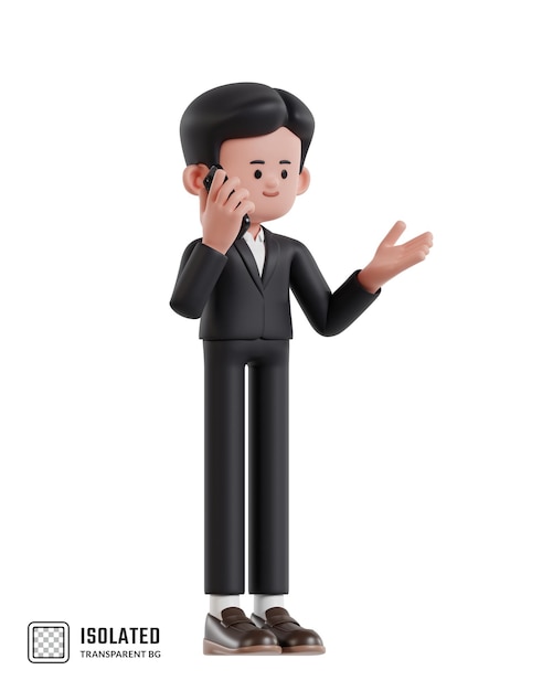 3d Illustration of Cartoon Businessman Talking business on the phone