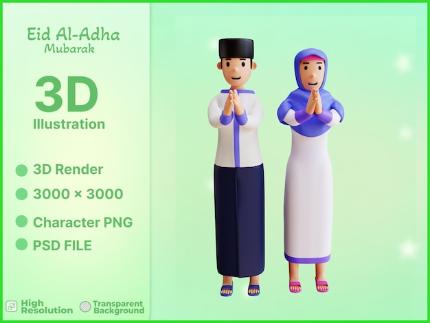 3d illustration character muslim Eid alAdha