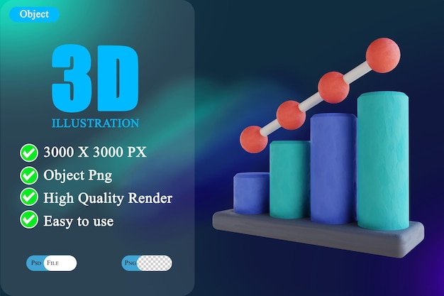 3D illustration chart candles 3