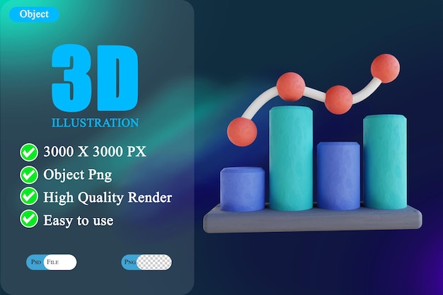 3D illustration chart candles 4