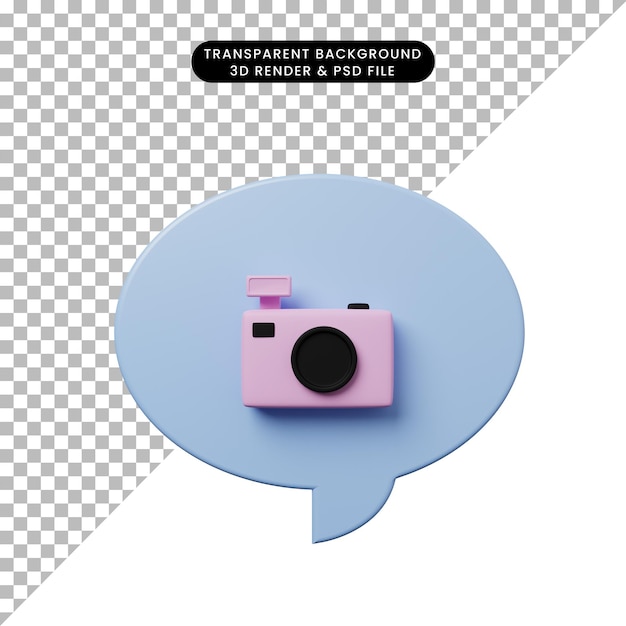 3d illustration chat bubble with camera