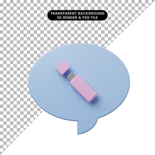 3d illustration chat bubble with flashdisk