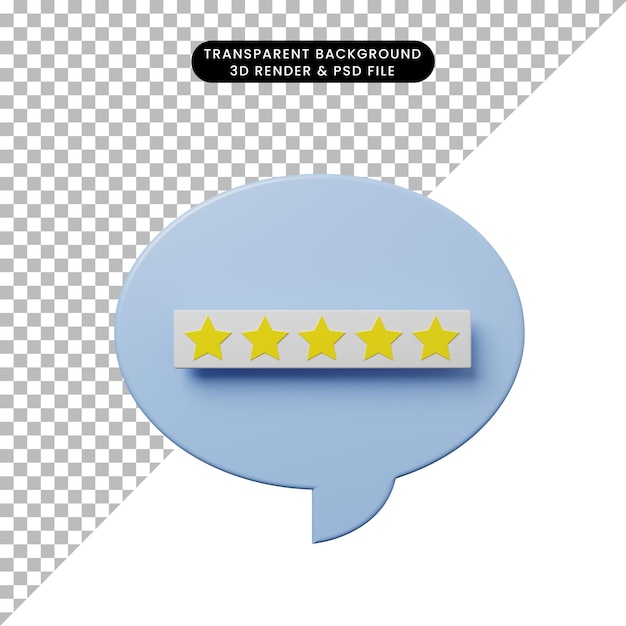 3d illustration chat bubble with rating star 5