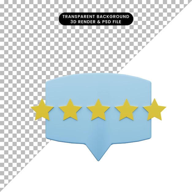 3d illustration of chat bubble with rating star