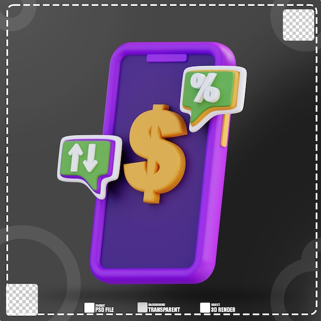 3d illustration check dollar rate with mobile phone 2