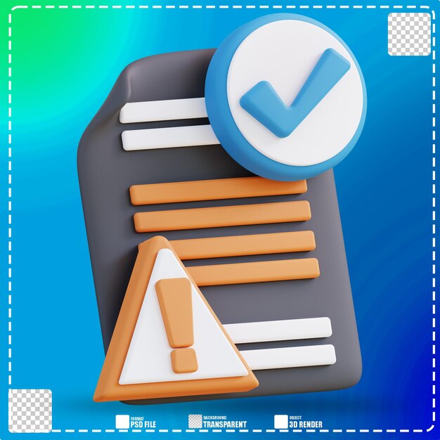 3D illustration of checklist document 2