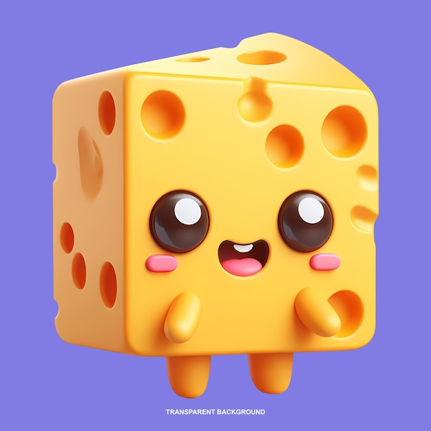 PSD 3d illustration of cheese cartoon character