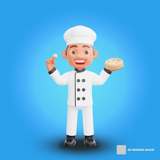 3D illustration of a chef cartoon character design