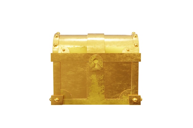 3D Illustration Chest golden icon closed treasure box