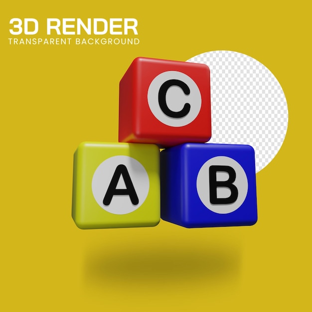 3D illustration of children's toy alphabet wooden block