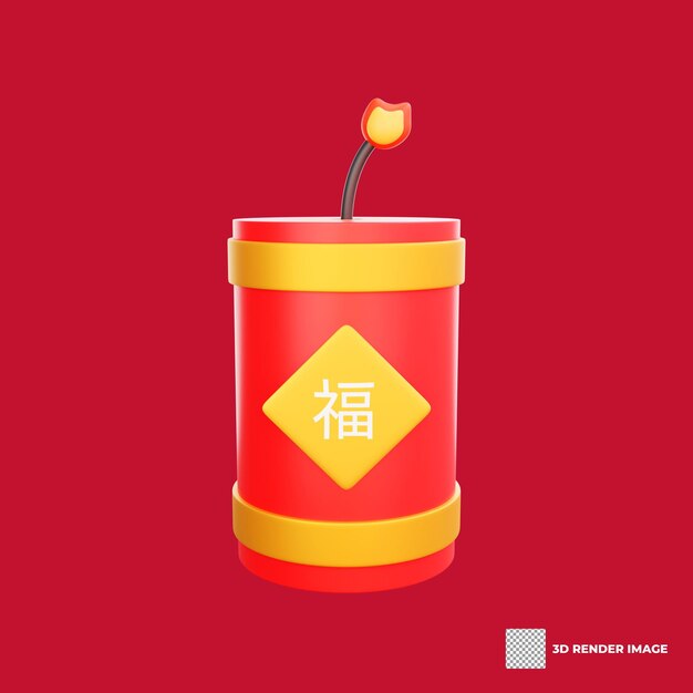 3D illustration of Chinese Firecrackers icon Chinese New Year design