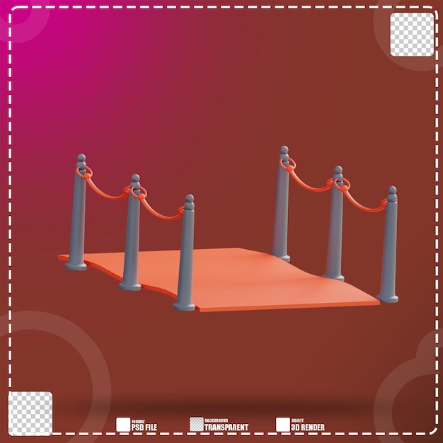 3d illustration cinema red carpet 3