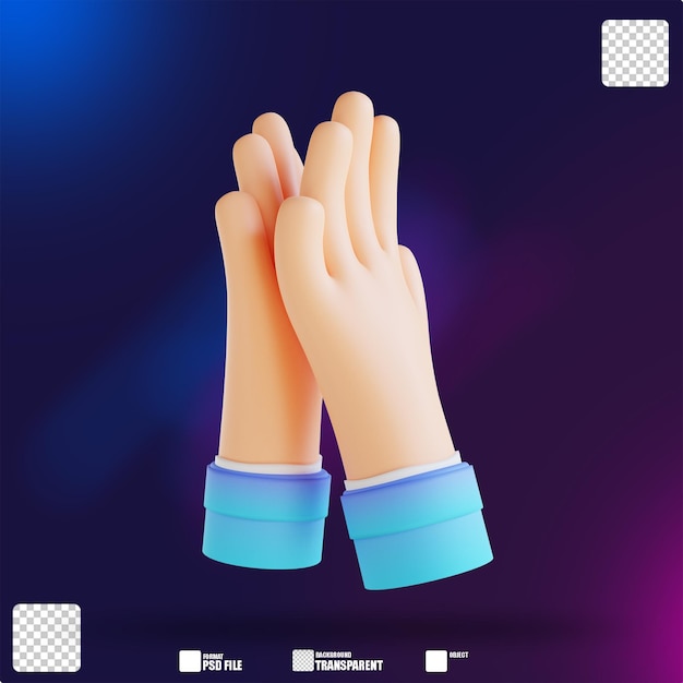 3D illustration clap hand gestures