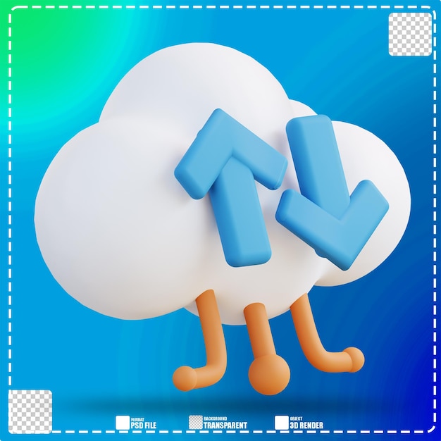 3D illustration of cloud backup management 2