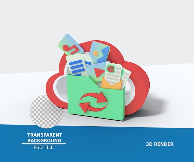 3d illustration of cloud storage refresh