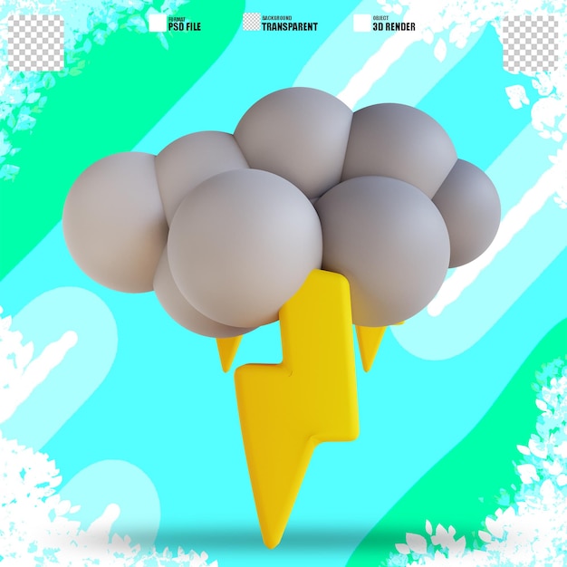 3D illustration cloudy weather and lightning 2