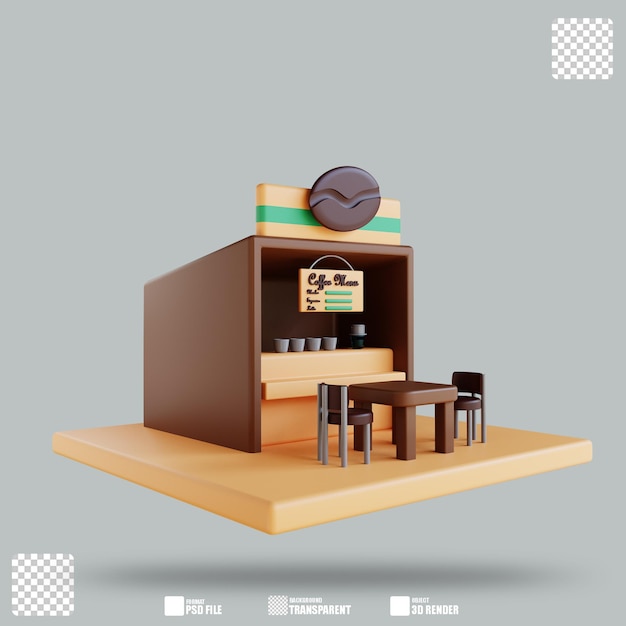 3D Illustration Coffee Shop 2