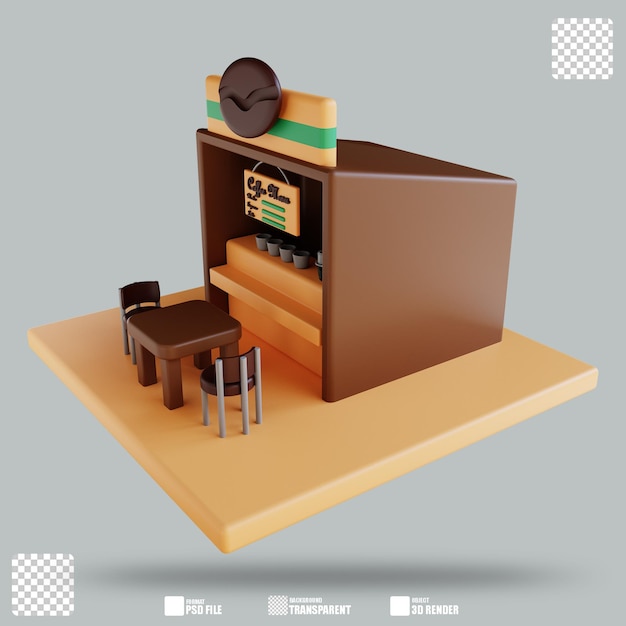 3D Illustration Coffee Shop 3