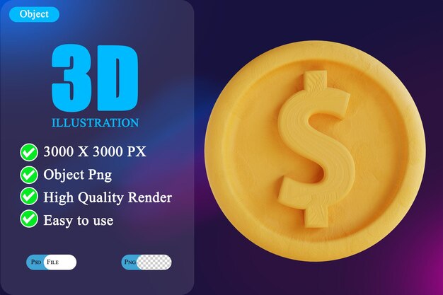 3D illustration coin money