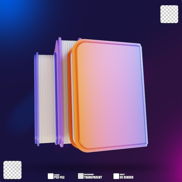 3D illustration colorful books 3