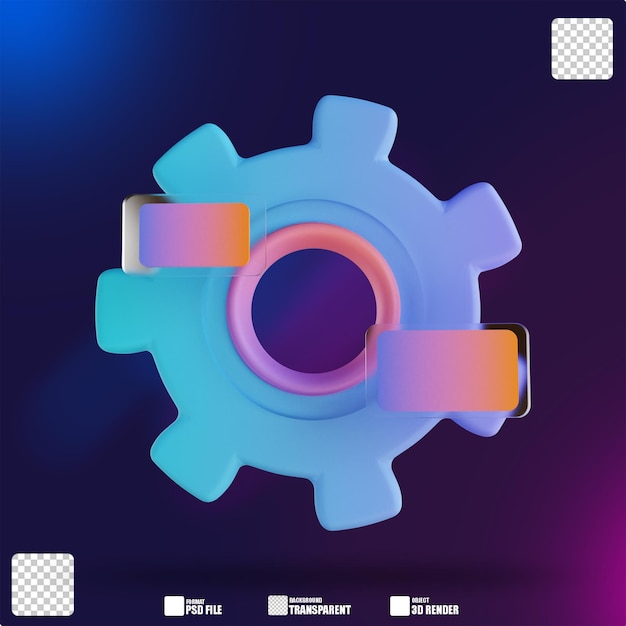 3D illustration colorful gear setting