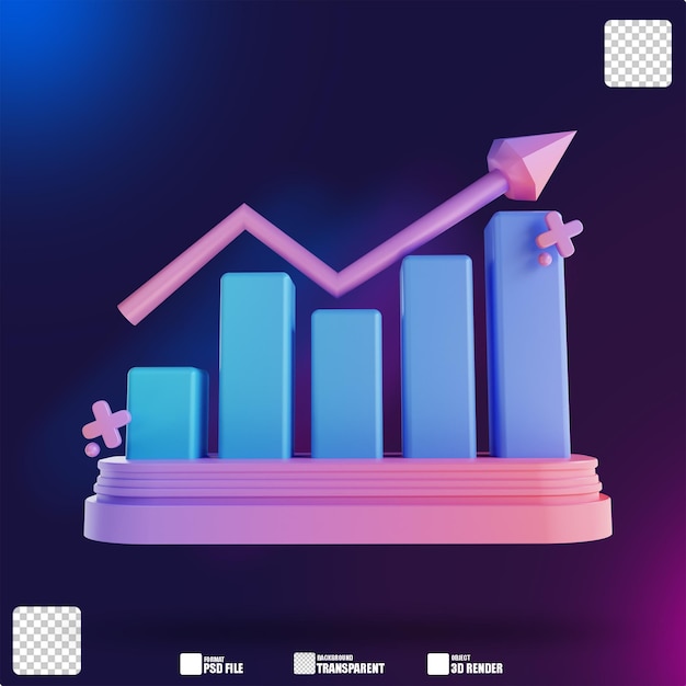 3D illustration colorful graph up