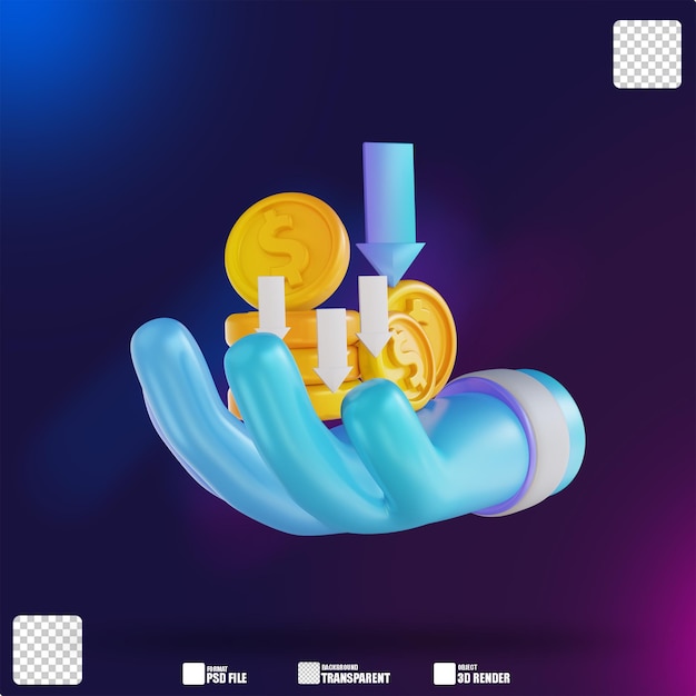 3D illustration colorful hand and withdraw money 4