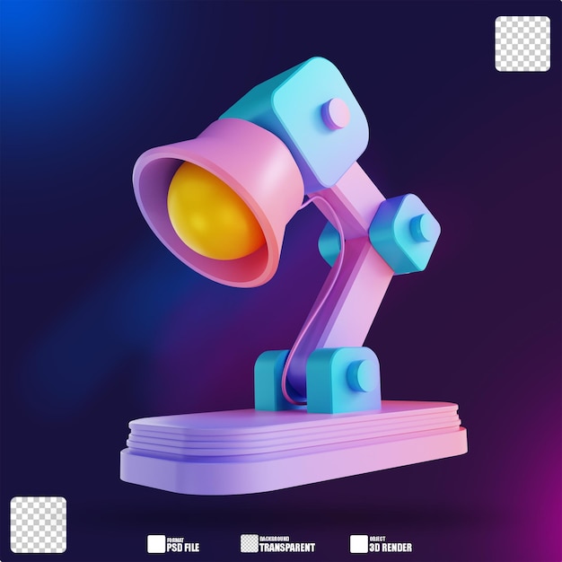 3D illustration colorful study lamp 3