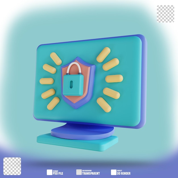 3D illustration computer security 2