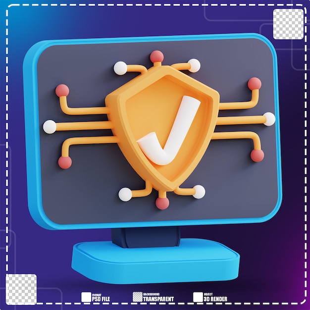 3d illustration of computer security check 2