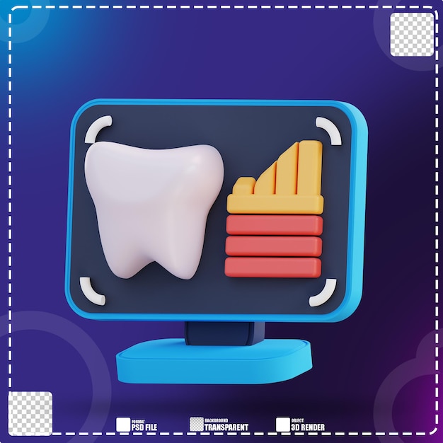 3d illustration computer showing dental health percentage 3