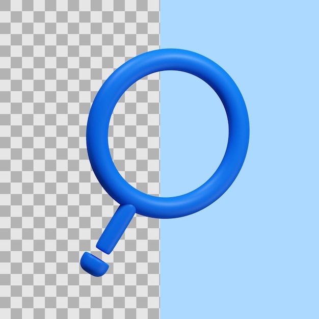 3D illustration concept icon magnifying glass