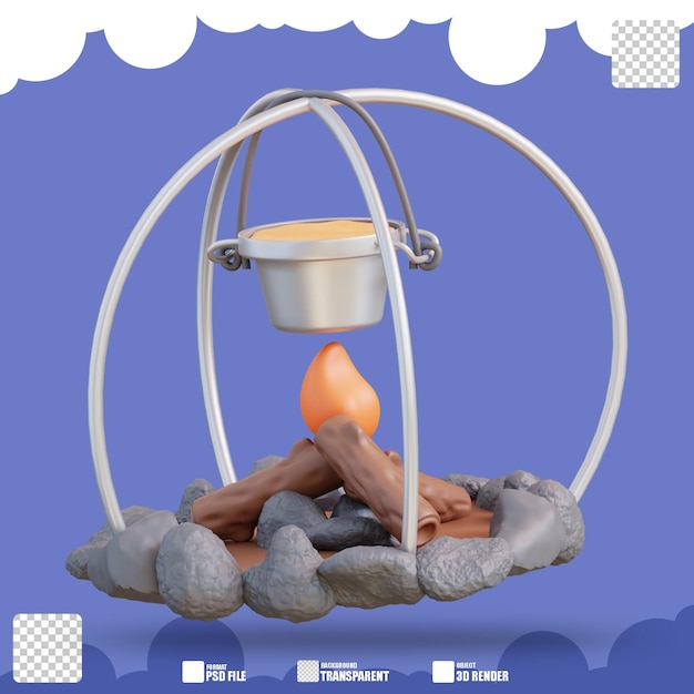 3d illustration of cooking in camping 2