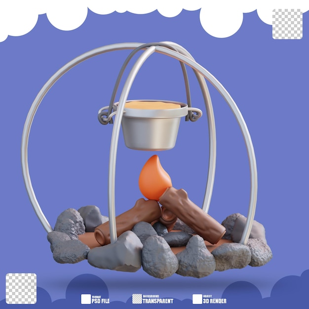 3d illustration of cooking in camping 2