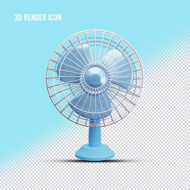 3d illustration cooling fan icon with transparent background front view