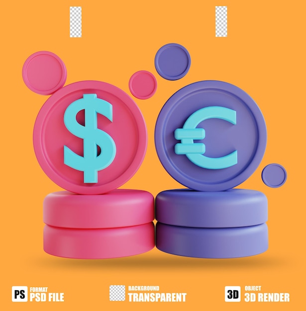 3D illustration currency 3